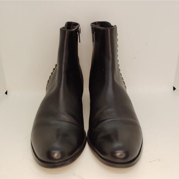 Vanell Rhena Designer Womens Pre-owned Black Leather Ankle Boots w/Zipper-sz. 9N - Picture 4 of 7